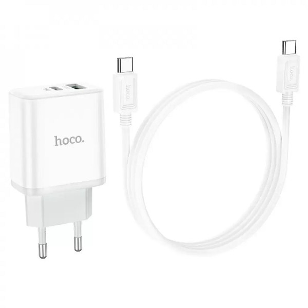 Incarcator de retea Hoco C105A Stage + Cablu USB-C to USB-C (PD20W + QC3,0) [White]
