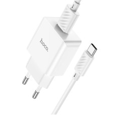 Incarcator de retea Hoco C106A Leisure + Cablu Type-C (2.1A) [White]