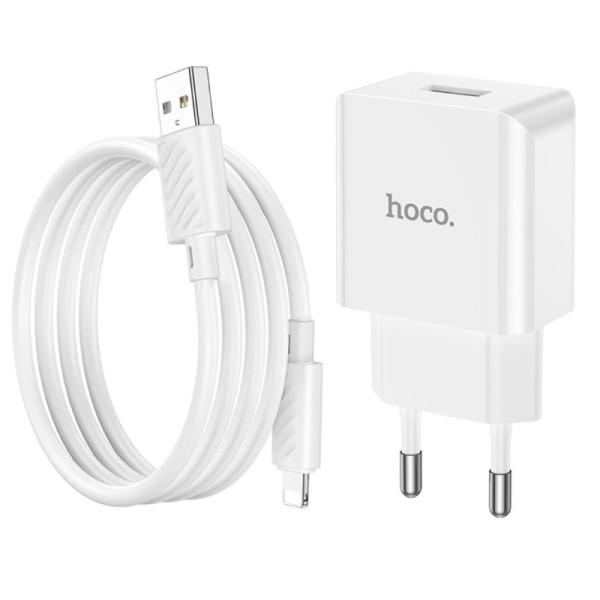 Incarcator de retea Hoco C106A Leisure + Cablu Type-C (2.1A) [White]