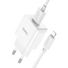 Incarcator de retea Hoco C106A Leisure + Cablu Lightning (2.1A) [White]