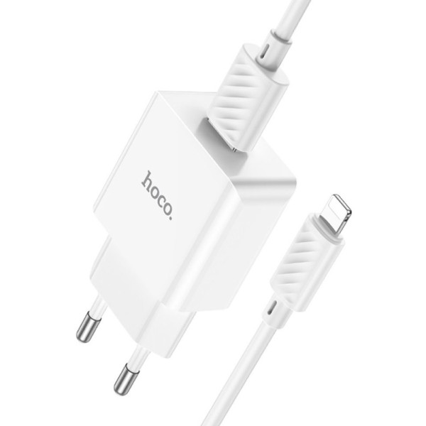 Incarcator de retea Hoco C106A Leisure + Cablu Lightning (2.1A) [White]