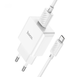 Зарядное устройство Hoco C106A Leisure + Кабель Micro USB  (2.1A) [White]