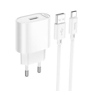 Incarcator de retea Hoco C109A(10.5W) Fighter single port charger set(Type-C)(EU) [White]