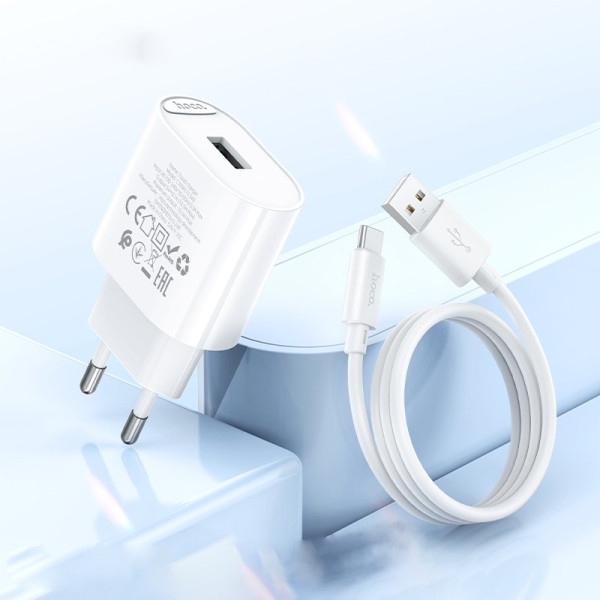 Incarcator de retea Hoco C109A(10.5W) Fighter single port charger set(Type-C)(EU) [White]