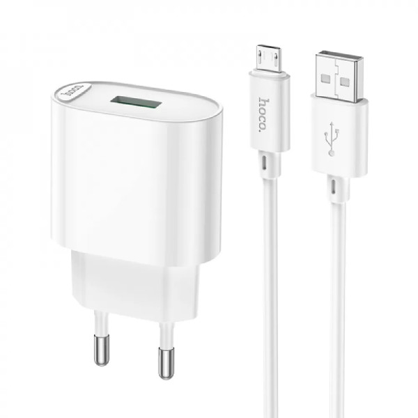 Incarcator de retea Hoco C109A Fighter + Cablu Micro USB (QC3.0) [White]