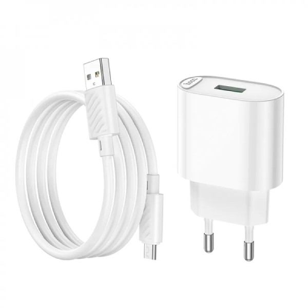 Incarcator de retea Hoco C109A Fighter + Cablu Micro USB (QC3.0) [White]