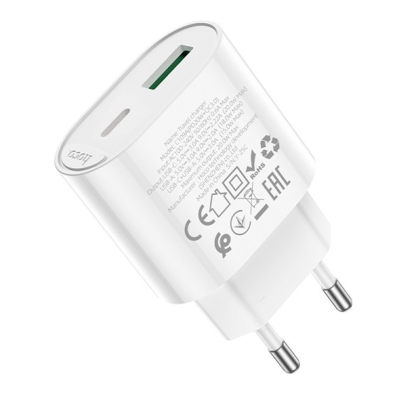 Incarcator de retea Hoco C109A(PD20W+QC3.0) Fighter PD20W+QC3.0 charger(EU) [White]