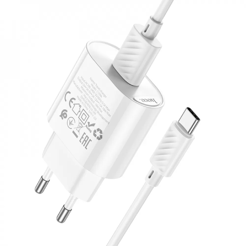 Incarcator de retea Hoco C109A Fighter + Cablu Type-C (QC3.0) [White]