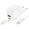 Incarcator de retea Hoco C111A Lucky PD30W+QC3.0 + Cablu Type-C to Lightning [White]
