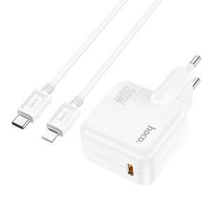 Incarcator de retea Hoco C112A Advantage + Cablu USB-C to Lighting (PD30W + QC3.0) [White]