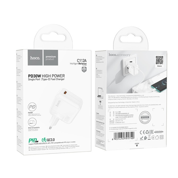 Зарядное Устройство Hoco C112A Advantage (PD30W + QC3.0) [White]