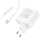 Incarcator Hoco C115A Heafer + Cablu USB-C to USB-C (2*C 1*A) (PD65W) [White]