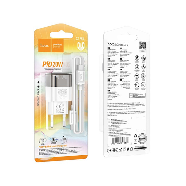 Incarcator de retea Hoco C125A PD20W (C to C) [Transparent-Black]