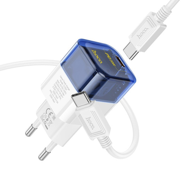 Incarcator de retea Hoco C125A PD20W (C to C) [Transparent-Blue]