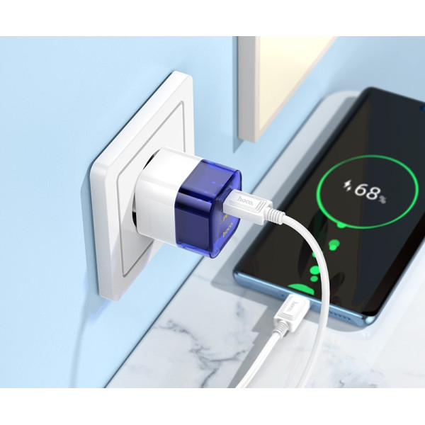 Incarcator de retea Hoco C125A PD20W (C to C) [Transparent-Blue]