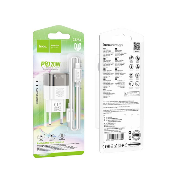 Зарядное устройство Hoco C125A PD20W (C to iP) [Transparent-Black]