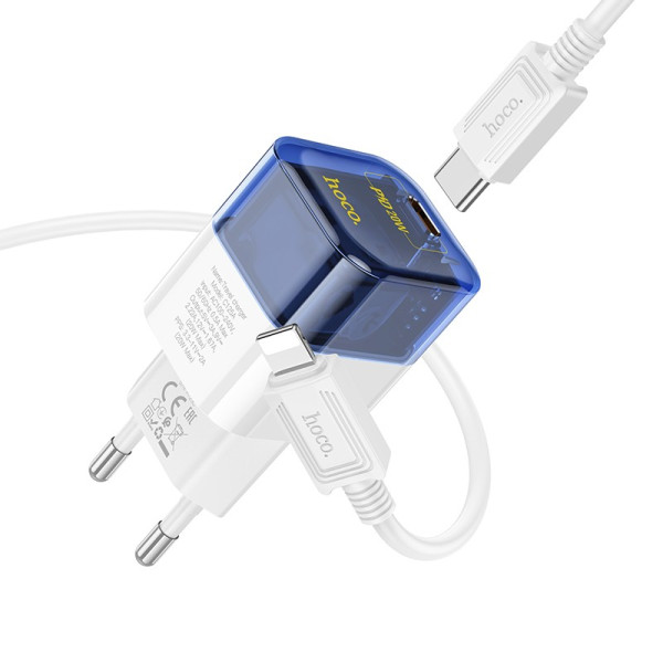 Зарядное устройство Hoco C125A PD20W (C to iP) [Transparent-Blue]