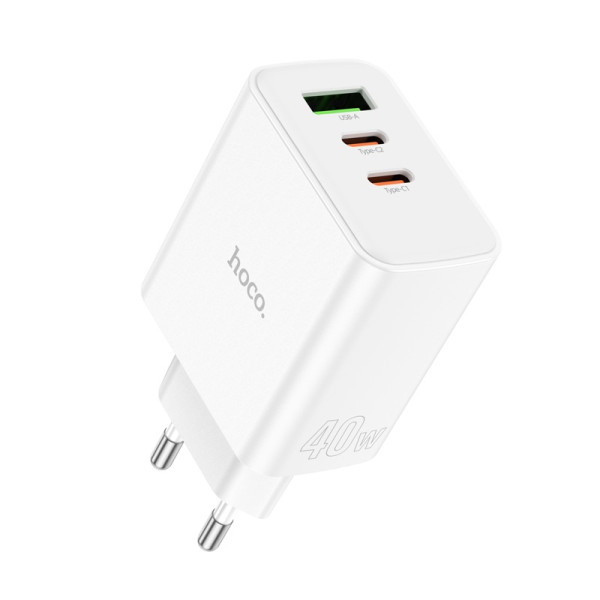 Зарядное устройство Hoco C126A Pure three-port 2-C 1-USB (PD40W) [White]