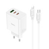 Зарядное устройство Hoco C126A Pure Type-C to Lighting 2-C 1USB (PD40W) [White]