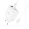 Зарядное устройство Hoco C126A Pure Type-C to Lighting 2-C 1USB (PD40W) [White]