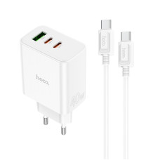 Зарядное Устройство Hoco C126A Pure USB-C to USB-C 2-C 1USB (PD40W) [White]