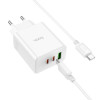 Зарядное Устройство Hoco C126A Pure USB-C to USB-C 2-C 1USB (PD40W) [White]