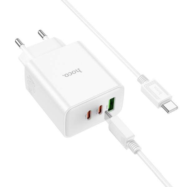 Зарядное Устройство Hoco C126A Pure USB-C to USB-C 2-C 1USB (PD40W) [White]