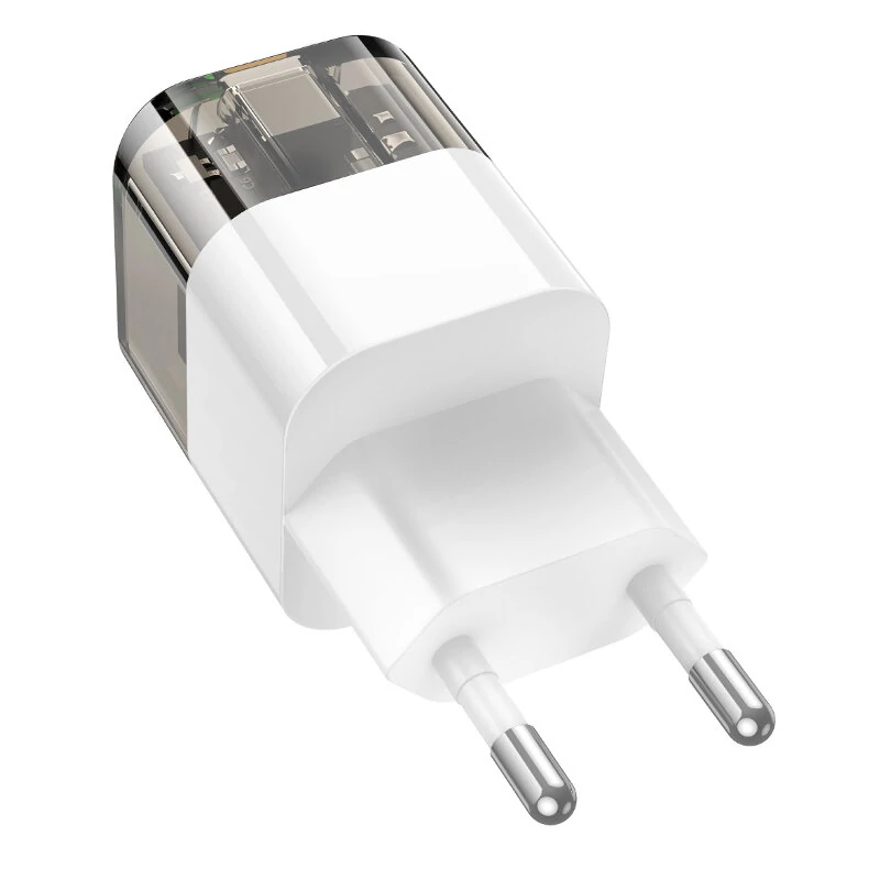 Incarcator de retea Hoco C131A Platinum dual-port (PD30W+QC3.0) [Transparent-Black]