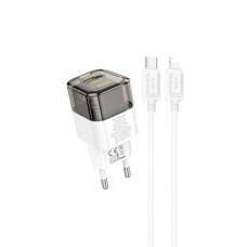 Incarcator de retea Hoco C131A PD30W+QC3.0 (C to iP) [Transparent-Black]