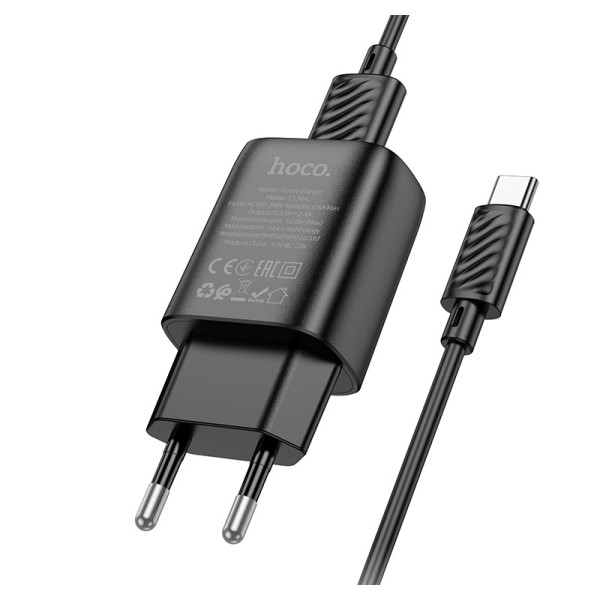 Incarcator de retea Hoco C134A Solid single-port charger set(Type-C) [Black]