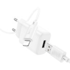 Incarcator de retea Hoco C134A Solid single-port charger set(iP) [White]