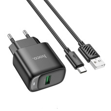 Зарядное устройство Hoco C140A Smart single port charger set Type-C (QC3.0) [Black]