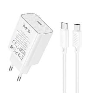 Incarcator de retea Hoco C143A Benefit single port PD20W charger set(C to C) [White]