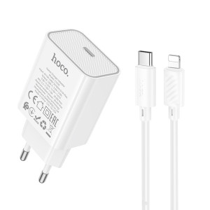 Incarcator de retea Hoco C143A Benefit single port PD20W charger set(C to iP) [White]