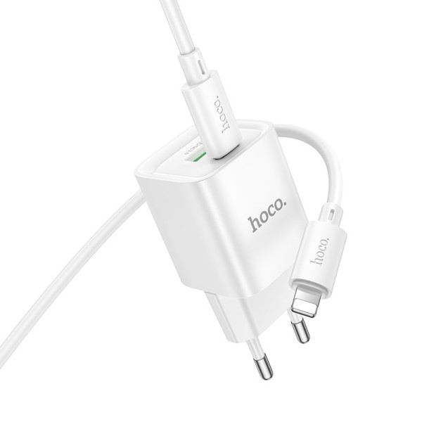 Incarcator de retea Hoco C147A Charm PD20W+QC3.0 charger set(C to iP) [White]