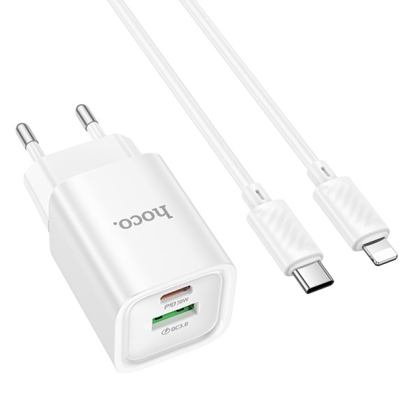 Incarcator de retea Hoco C149A Charm PD30W+QC3.0 charger set(C to iP) [White]