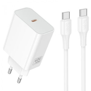Incarcator de retea Hoco C162A Source single port PD40W charger set(C to C)(EU) [White]