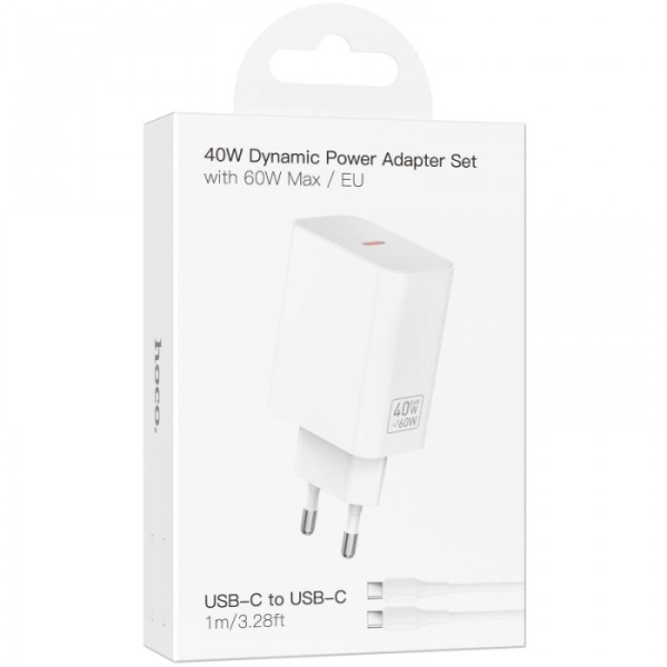 Incarcator de retea Hoco C162A Source single port PD40W charger set(C to C)(EU) [White]