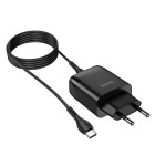 Incarcator de retea Hoco C72Q Glorious + Cablu Type-C USB (QC3.0) [Black]