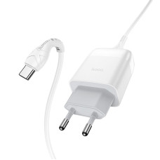 Incarcator de retea Hoco C72Q Glorious + Cablu Type-C USB (QC3.0) [White]