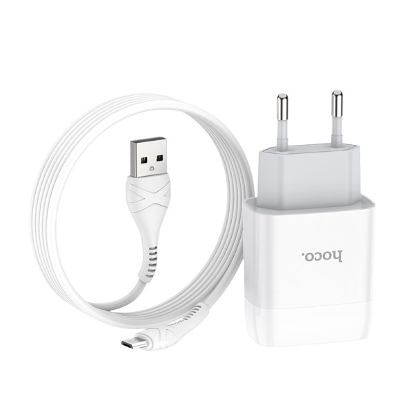 Зарядное устройство Hoco C73A Glorious + Кабель Micro USB (2.4A) [White]