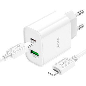 Зарядное устройство Hoco C80A Plus Rapido + Кабель Type-C to Lighting (PD20W+QC3.0)[White]