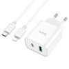 Зарядное устройство Hoco C80A Plus Rapido + Кабель Type-C to Lighting (PD20W+QC3.0)[White]