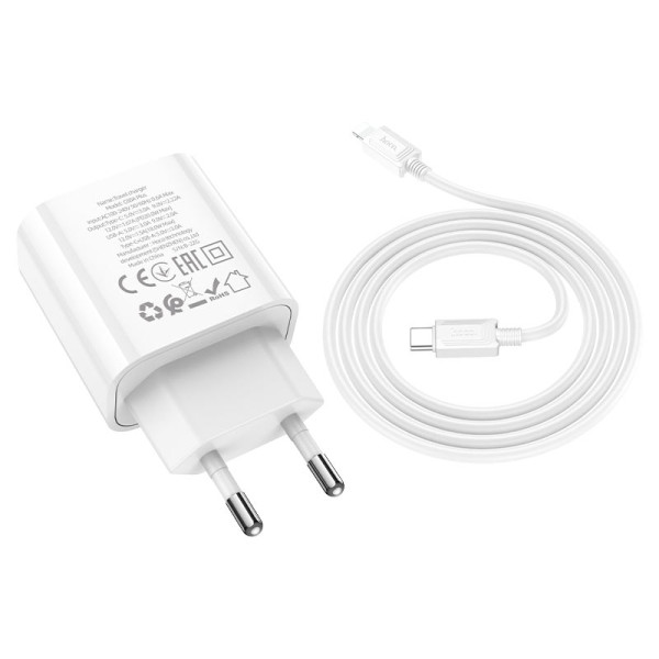 Зарядное устройство Hoco C80A Plus Rapido + Кабель Type-C to Lighting (PD20W+QC3.0)[White]