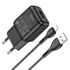 Incarcator de retea Hoco C96A + Cablu Ligting (2.1A)[Black]