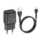 Incarcator de retea Hoco C96A + Cablu Ligting (2.1A)[Black]