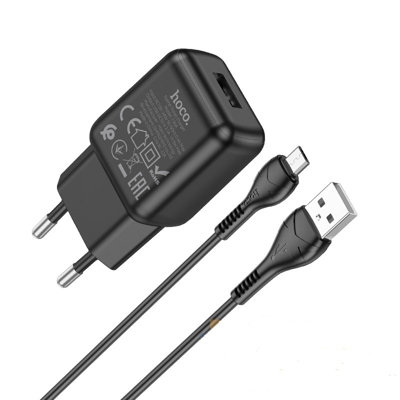 Incarcator de retea Hoco C96A + Cablu Micro (2.1A)[Black]