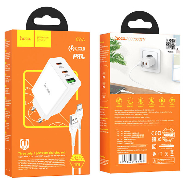 Зарядное устройство Hoco C99A Type-C PD20W + QC3.0 [White]