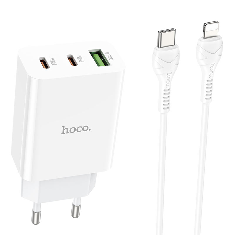 Incarcator de retea Hoco C99A (PD20W+QC3.0) + Cablu Type-C to iPhone [White]