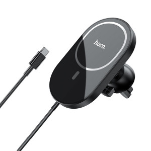 Suport Auto Hoco CA90 Powerful magnetic wireless charging car holder [Black]